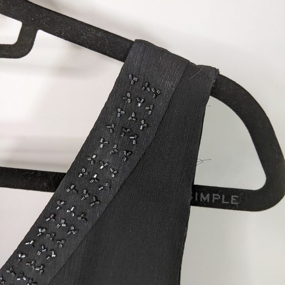 Black Dress 14 Silver Embroidery Lined V-Neck Sigrid Olsen Classic Evening Date - Picture 9 of 15